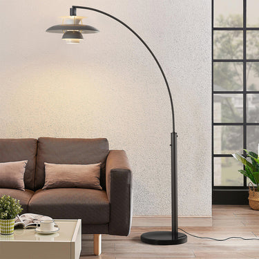 Nova of California Palm Springs Arc Floor Lamp 83 Gunmetal Gray Tonal Shades