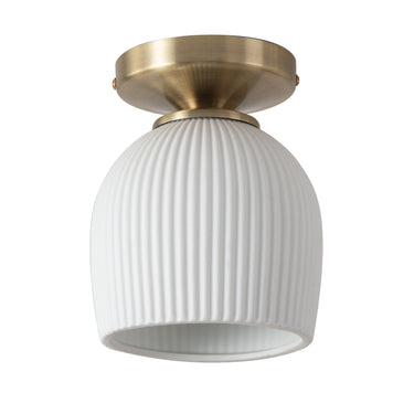 Nova of California Petaluma Bone Porcelain Semi Flush Mount Ceiling Light Weathered Brass