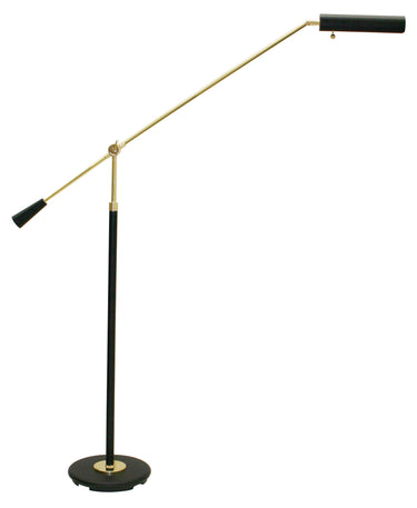 House of Troy Grand Piano Counter Balance Floor Lamps in Black with Polished Brass Accents