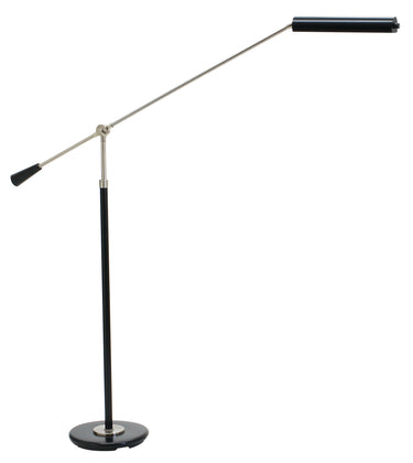 House of Troy Grand Piano Counter Balance LED Floor Lamps in Black with Satin Nickel Accents