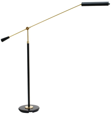 House of Troy Grand Piano Counter Balance LED Floor Lamps in Black with Polished Brass Accents