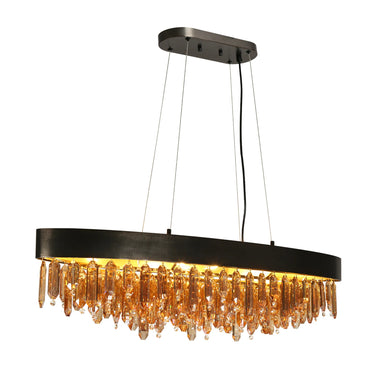 Art Deco Glam Crystal Chandelier - Black & Brass (41.5")