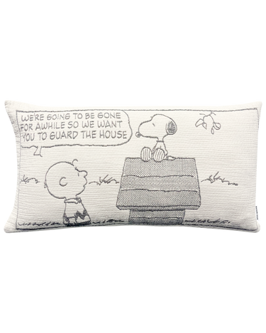 Black & White Peanuts Guard the House XL Cushion Cover by Maison Deux, photo 1