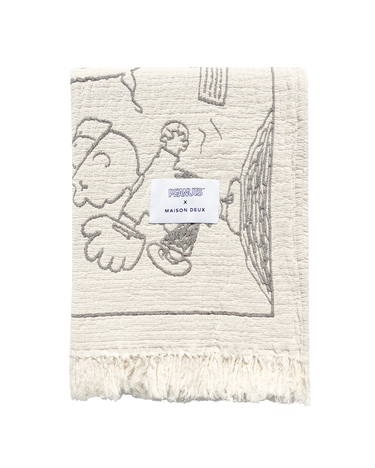 Black & White Peanuts Comic Baseball Blanket by Maison Deux, photo 1