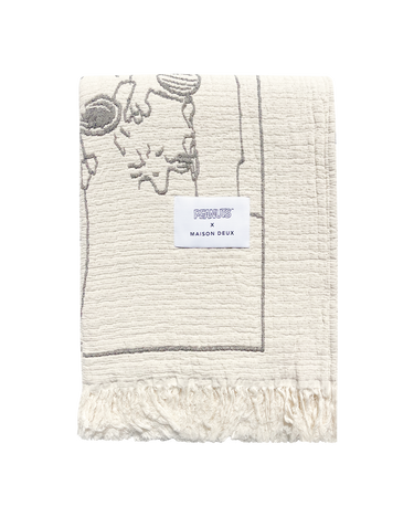 Black & White Peanuts Comic Flight School Blanket by Maison Deux, photo 1