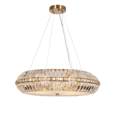 Peathlitberry Crystal Chandelier, 24" Brass, 10-Light