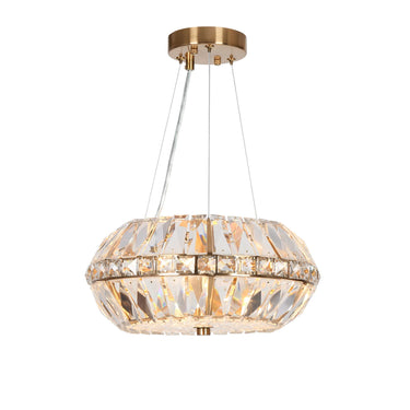 Peathlitberry 3-Light Brass Drum Chandelier - 14" Modern Gold Pendant Light