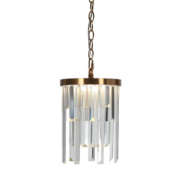 Peludo 8" Crystal Prism LED Pendant Light - Modern Glam Brass Finish