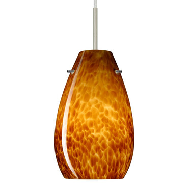 Besa Pera 9 pendant light with Amber Cloud handcrafted glass shade and modern metal hardware