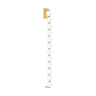 Perle 48 inch LED wall sconce in natural brass with Italian glass globes