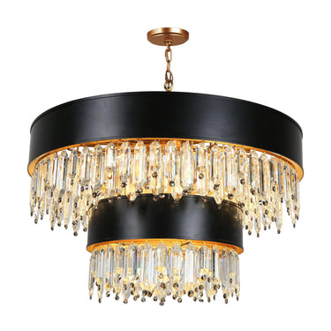 Sparkling crystal prisms on Phesonlaxy Glam Tiered Chandelier