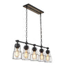Picuka 5-light matte black farmhouse kitchen island chandelier with metal cage shades.