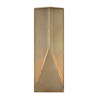 Visual Comfort Brass Punto 38-inch modern LED wall sconce with clear glass panels for indoor and outdoor use