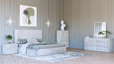 Stylish White Washed Oak Bedroom Furniture Set - Queen Nova Domus Asus