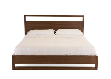 Stylish Walnut Queen Platform Bed - Nova Domus Berlin