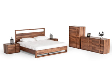 Modern Walnut Bedroom Set with Nightstands - Nova Domus Berlin