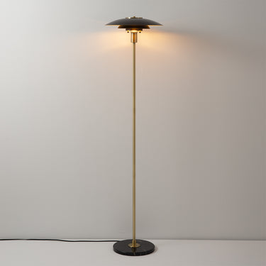 Nova of California Rancho Mirage Floor Lamp Matte Black Gold Leaf Shade Weathered Brass Black