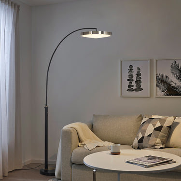 Nova of California Redondo Led Arc Floor Lamp Matte Black Weathered Brass Black