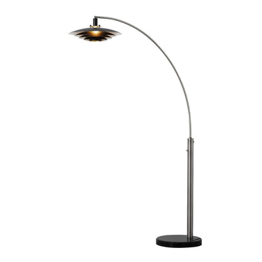 Nova Rancho Mirage 1-Light Arc Floor Lamp, 86" in Matte Black/Silver-Leaf, photo 1