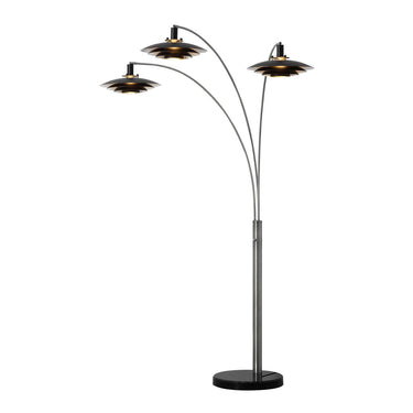 Nova Rancho Mirage 3-Light Arc Floor Lamp, 84" in Matte Black/Silver-Leaf, photo 1