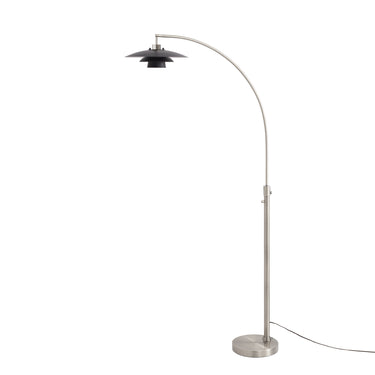 Nova Rancho Mirage 75"H Chairside Arc Lamp in Matte Black Silver shade, Satin Nickel body, photo 1