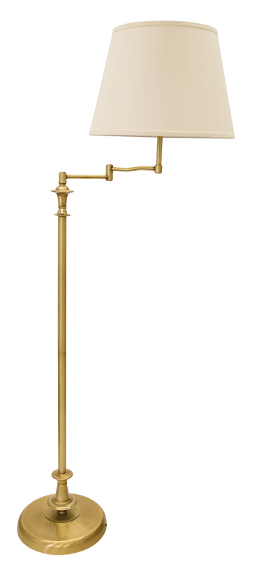 House of Troy Randolph Swing Arm Floor Lamps in Antique Brass