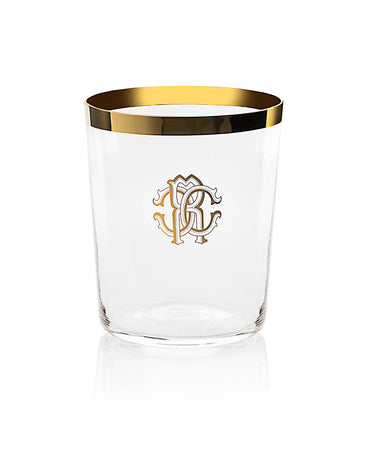 Old Fashioned Glass by Roberto Cavalli Home in New Monogram Gold, view 1
