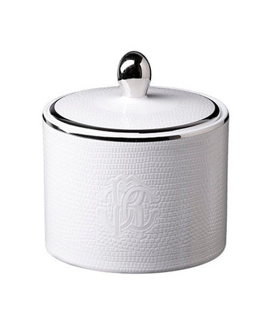 Sugar Pot by Roberto Cavalli Home in Lizard Platinum, view 1