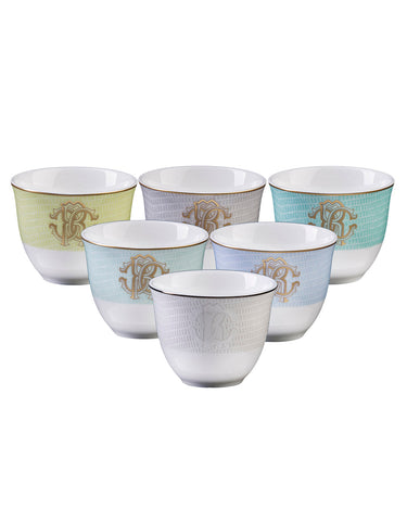 Arabic Coffee Cups, Set of 6 by Roberto Cavalli Home in Lizzard Sunrise, view 1