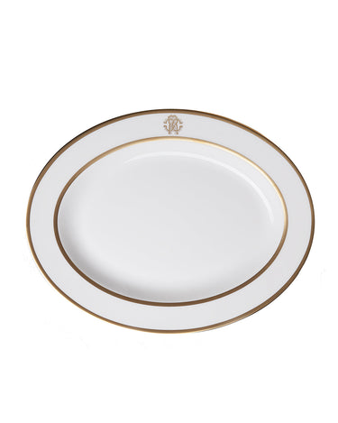 Oval Dish by Roberto Cavalli Home in Silk Gold, view 1