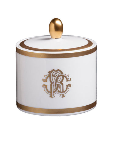 Sugar Pot by Roberto Cavalli Home in Silk Gold, view 1