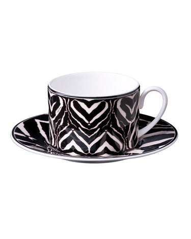 Tea Cups & Saucers, Set of 2 by Roberto Cavalli Home in Zebra, view 1