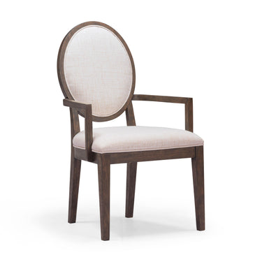 TOV Mila Dark Brown and Beige Performance Fabric Dining Armchair Beige, Brown