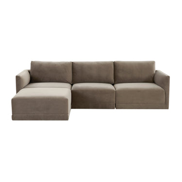 TOV Willow 4-Piece Performance Velvet Modular Sectional, Taupe option, image 1