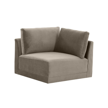 TOV Willow Performance Velvet Modular Corner Chair, Taupe option, image 1