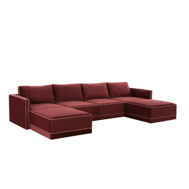 TOV Willow 6-Piece Performance Velvet Modular U Sectional, Red option, image 1