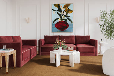 TOV Willow 74" Performance Velvet Modular Loveseat, Red option, image 2