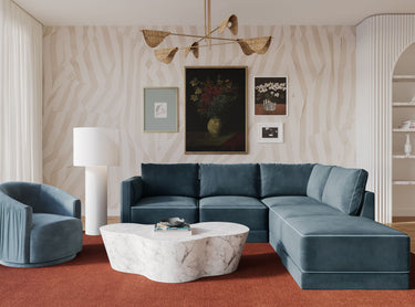 TOV Willow 5-Piece Performance Velvet Modular Right Facing Sectional, Blue option, image 2