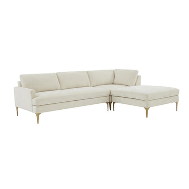 TOV Serena 3-Piece Performance Velvet Chaise Sectional Cream