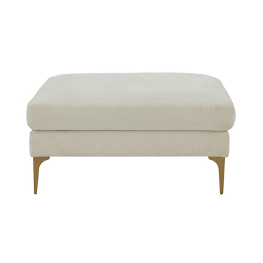 TOV Serena Performance Velvet Ottoman, Cream option, image 1
