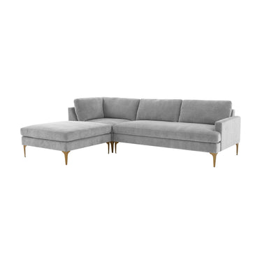 TOV Serena 3-Piece Performance Velvet Chaise Sectional, Grey / LAF option, image 1