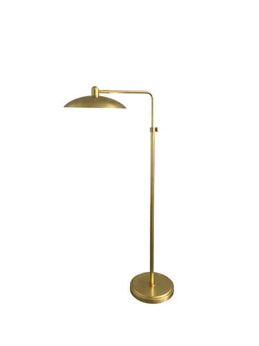 House of Troy Ridgeline natural brass adjustable floor lamp with metal dome shaped shade