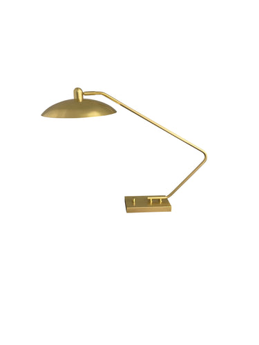 House of Troy Ridgeline natural brass task table lamp with angled arm and metal dome shaped shade