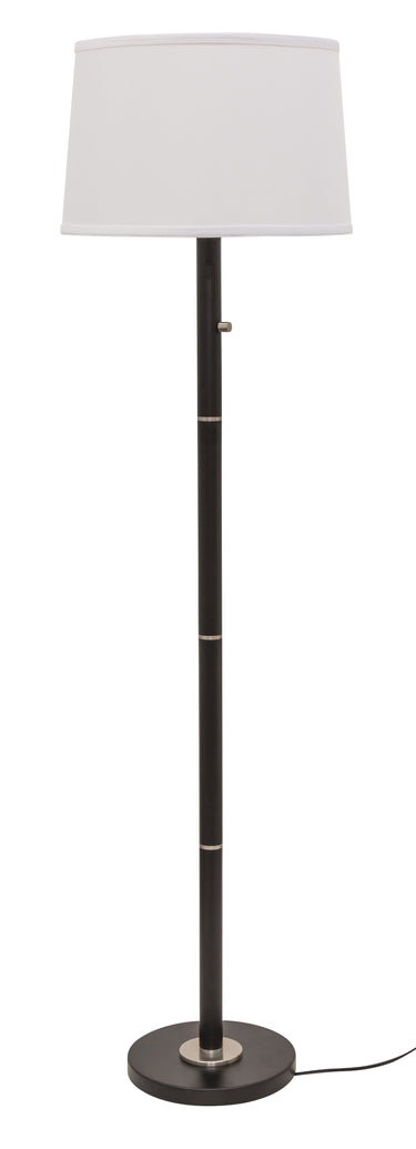 House of Troy Rupert three way floor lamp in black with satin nickel accents