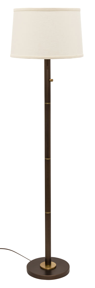 House of Troy Rupert three way floor lamp in chestnut bronze with weathered brass accents