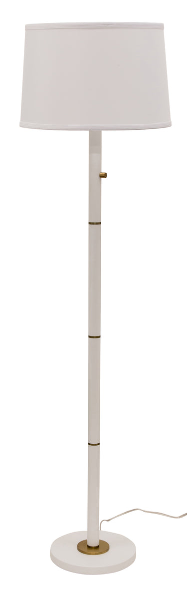 House of Troy Rupert three way floor lamp in white with weathered brass accents