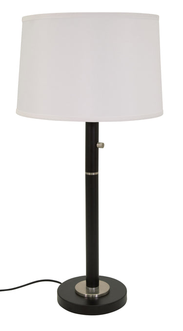 House of Troy Rupert three way table lamp in Black with satin nickel accents and USB port