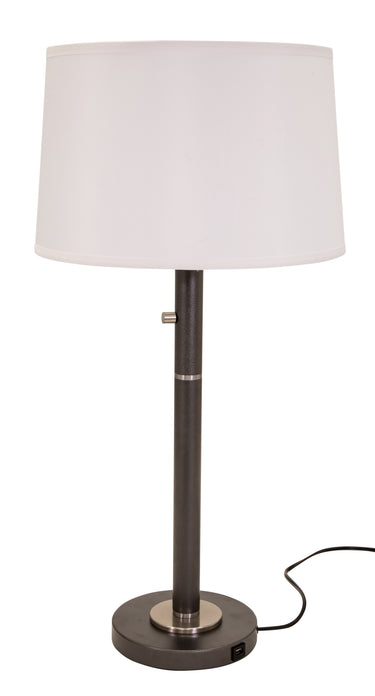 House of Troy Rupert three way table lamp in Granite with satin nickel accents and USB port