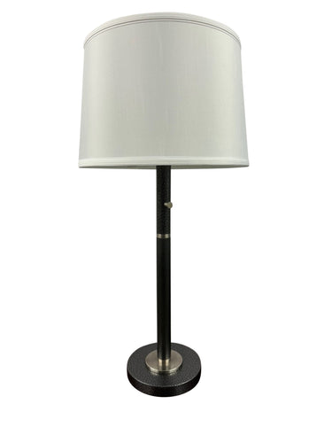 House of Troy Rupert three way table lamp in supreme silver with satin nickel accents and USB port