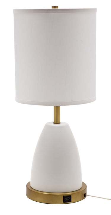 House of Troy Rupert table lamp White with weathered brass accents and USB port